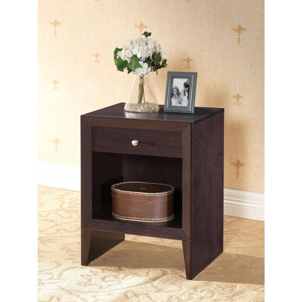 Leelanau 15" Dark Brown Engineered Wood Modern Nightstand