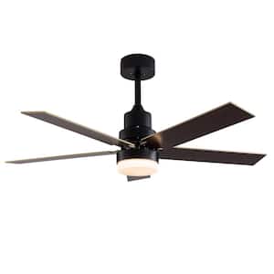 Modern 48 in. Indoor Integrated LED Black 6-Speed Reversible Quiet Motor Ceiling Fan with Remote