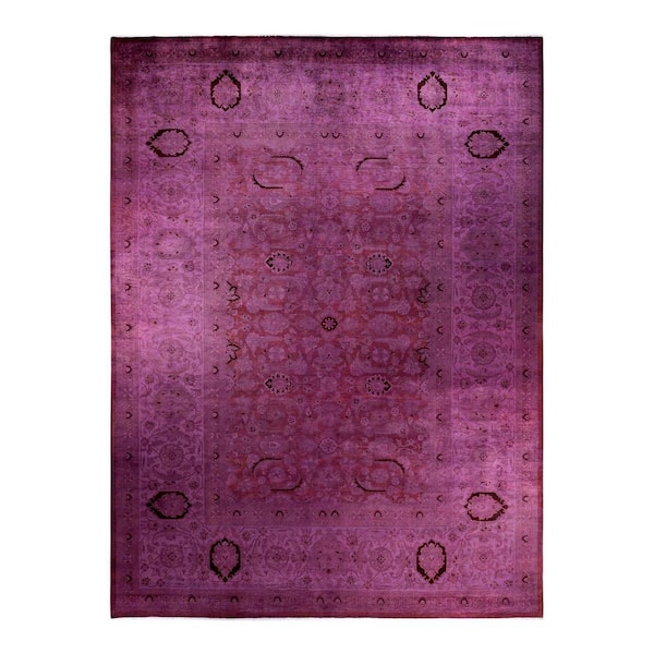 Solo Rugs One-of-a-Kind Contemporary Purple 10 ft. x 14 ft. Hand Knotted Overdyed Area Rug