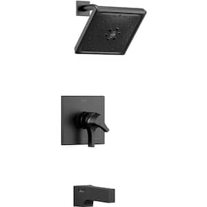 Zura 1-Handle Tub and Shower Faucet Trim Kit with H2Okinetic Spray in Matte Black (Valve Not Included)