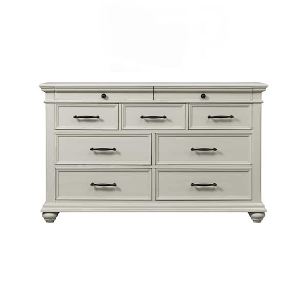 Brooks Antique White 9-Drawer 62 in. Wide Dresser