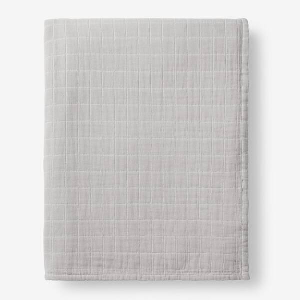 The Company Store Gossamer Gray Solid Cotton Queen Woven Blanket