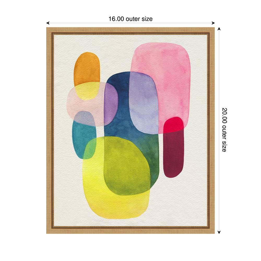 Sunlit Spectrum I Abstract Watercolor Canvas with Maple Frame