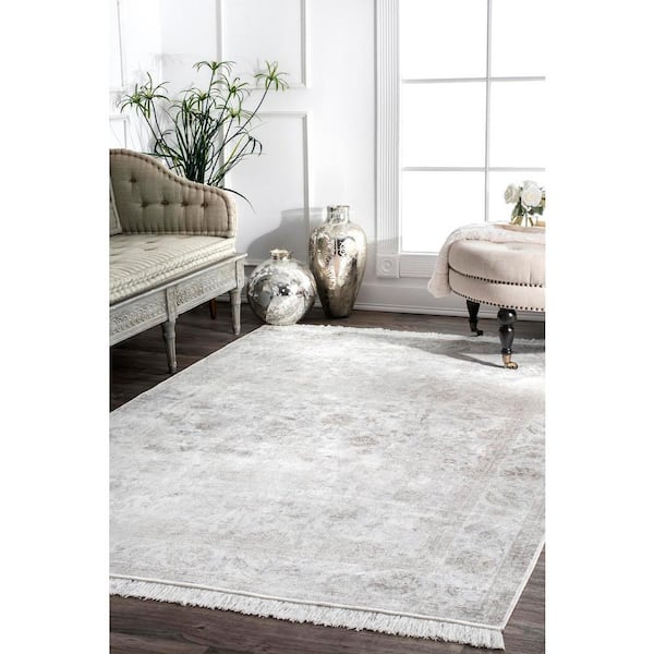 Sakalar Grey Floral Medallion Washable Rug – Loopsie