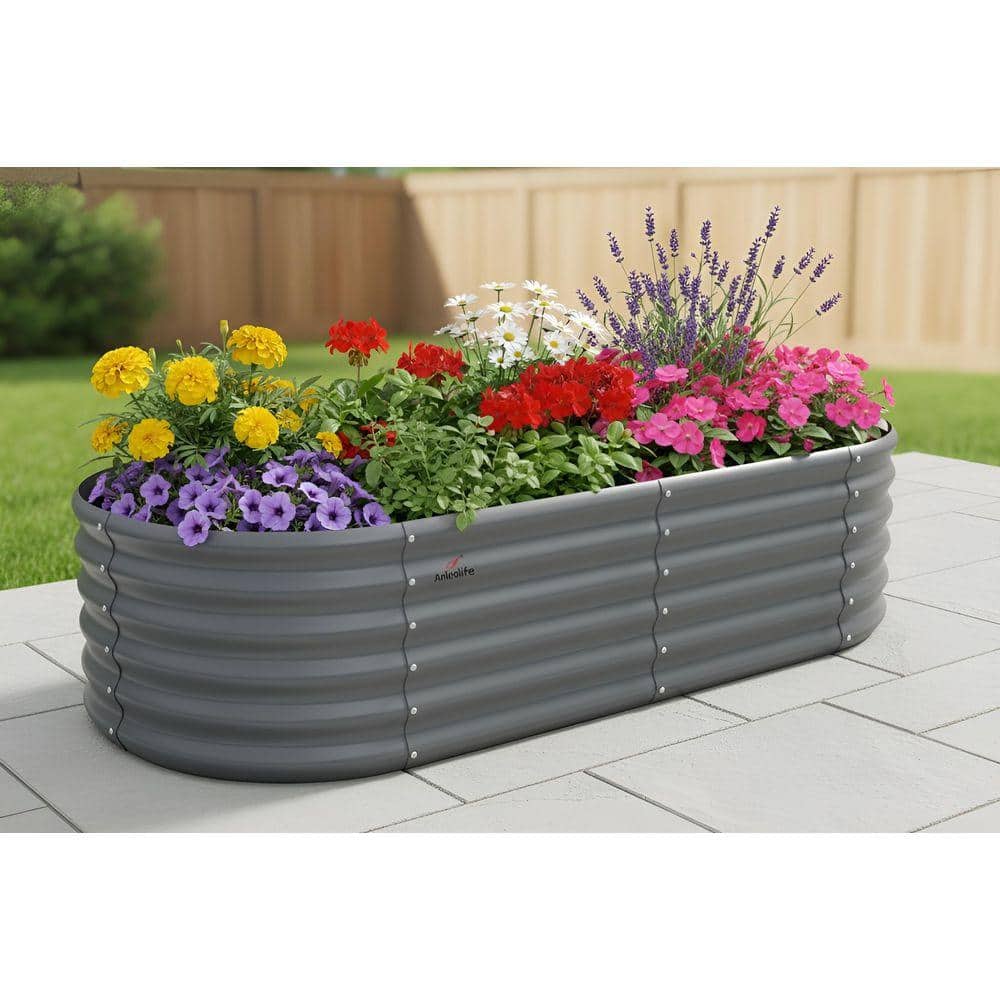 72 in. x 24 in. x 18 in. Grey Outdoor Galvanized Steel Raised