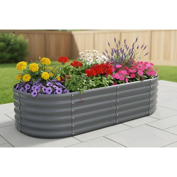 72 in. x 24 in. x 18 in. Grey Outdoor Galvanized Steel Raised