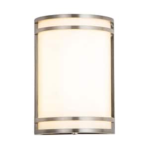 1-Light Brushed Nickel Dimmable 15-Watt LED Wall Light with Acrylic Shade