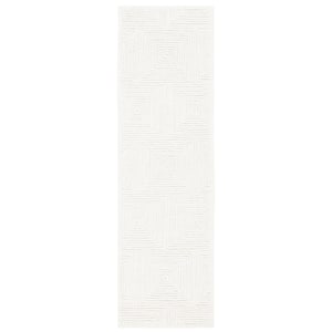 Textural Ivory 2 ft. x 8 ft. Geometric Solid Color Runner Rug