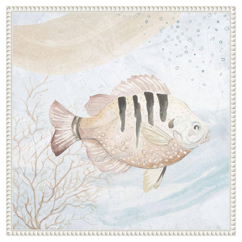 Ocean Oasis Waves Tropical Fish II White Canvas Wall Art