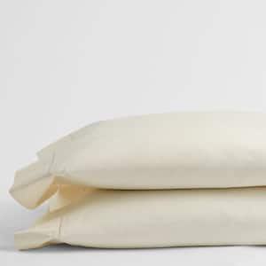 Organic Ivory Solid 300-Thread Count Organic Cotton Sateen King Pillowcase (Set of 2)