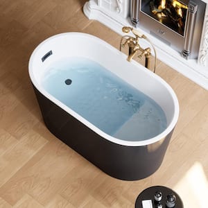 47 in. x 26.8 in. Soaking Bathtub with Side Drain in Matte Black