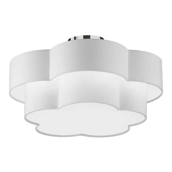 Dainolite Phlox 20 in. 3-Light Polished Chrome Flush Mount