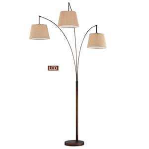 Luce 84 in. 3-Arched Antique Bronze Floor Lamp with Dimmer