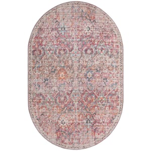 Unique Loom Nostalgia Ella Antique Beige 5 ft. x 8 ft. Oval Machine Washable Area Rug