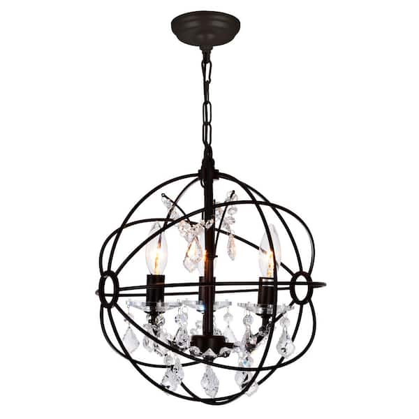CWI Lighting Campechia 3 Light Up Mini Chandelier With Brown Finish