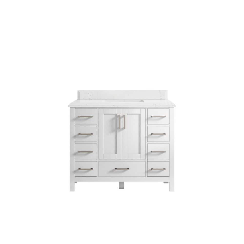 Malibu 42 in. W x 22 in. D x 36 in. H Bath Vanity in White with Cove Edge Empira Quartz Top price history on PriceWatchPro