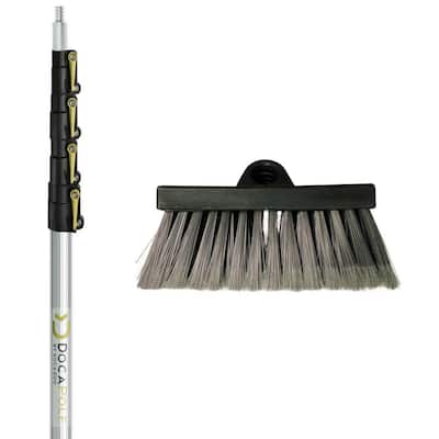 Water Fed Long Reach Cleaner Extendable Telescopic Pole Wash Brush & Squeegee 3m Water Fed Long Reach Cleaner Extendable Telescopic Pole Wash Brush & Squeegee 3m