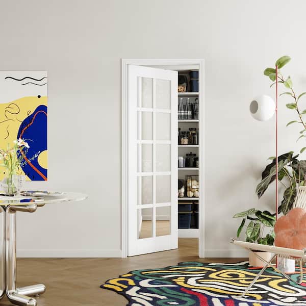 28 in. x 80 in. 10-Lite, White Primed, No Bore, Mirrored Glass, Composite MDF Interior Door Slab