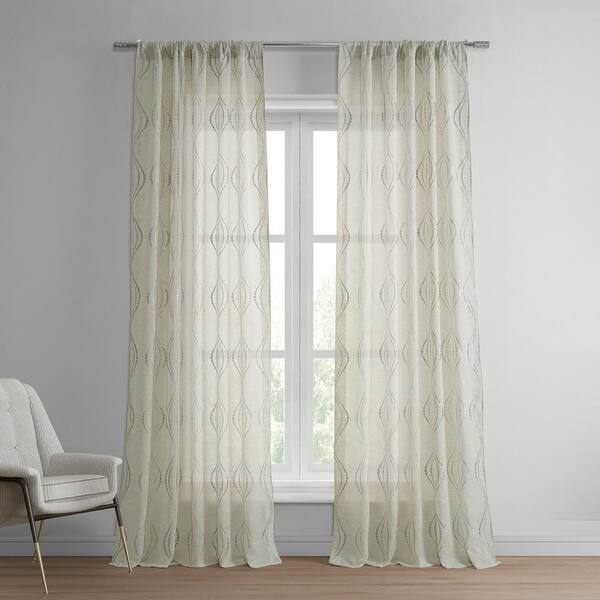 Exclusive Fabrics & Furnishings Suez Natural Damask Embroidered Rod ...