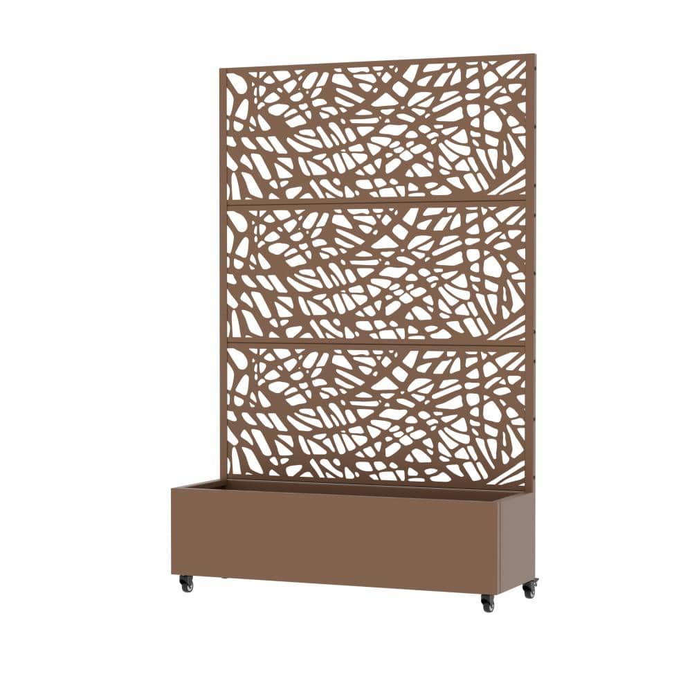 72 in. H x 47 in. W Brown Outdoor Galvanized Steel Privacy Screen Planter Box Trellis with Detachable Wheels price history on PriceWatchPro