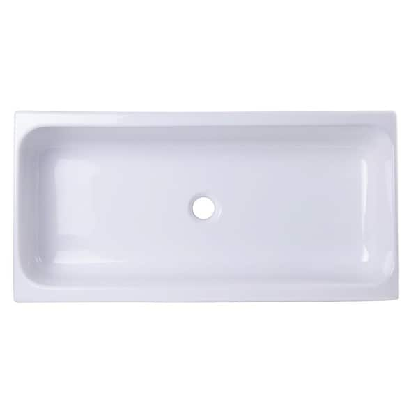 36 in. Trough Vessel Sink Basin in White