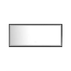 60 in. W x 36 in. H Large Rectangular Aluminium Framed LED Light Wall Bathroom Vanity Mirror in Gunmetal