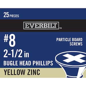 #8 x 2-1/2 in. Coarse Zinc-Plated Phillips Bugle Head Wood Screws (25 per Pack)
