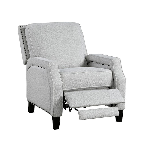 Lazzara Adele Gray Chenille Fabric Manual Push Back Recliner