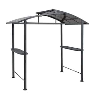 8 ft. x 5 ft. BBQ Grill Gazebo Outdoor Backyard Steel Frame Double-Tier Polycarbonate Top