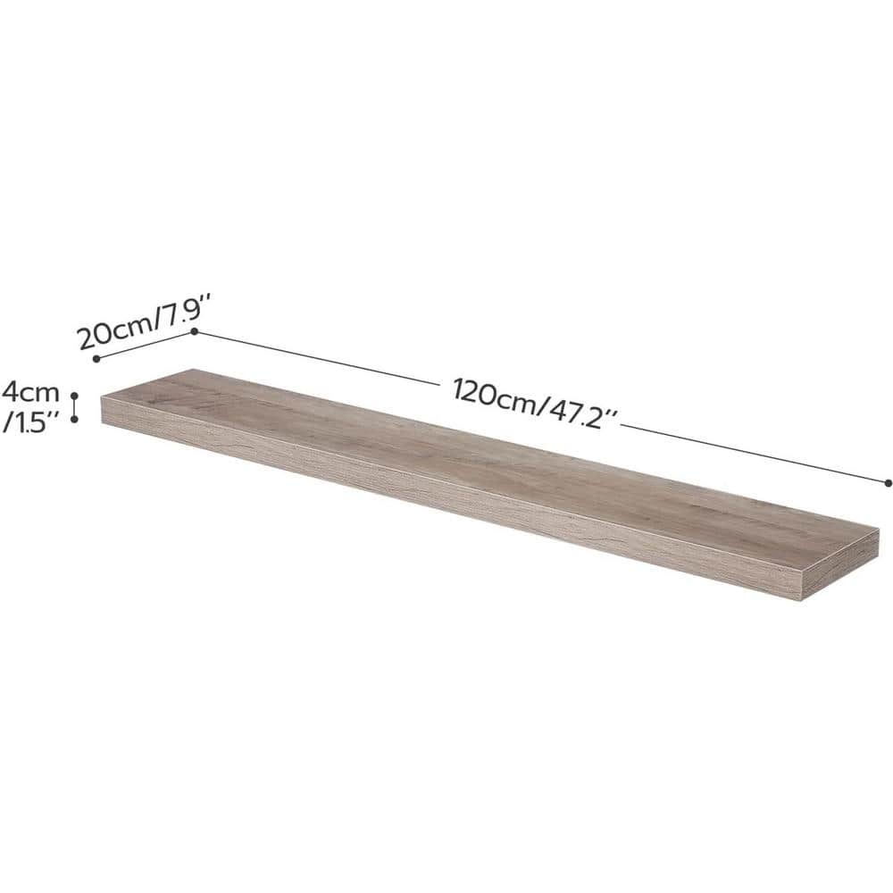 47.2" Greige Wood Floating Wall Shelf Set with Invisible Brackets