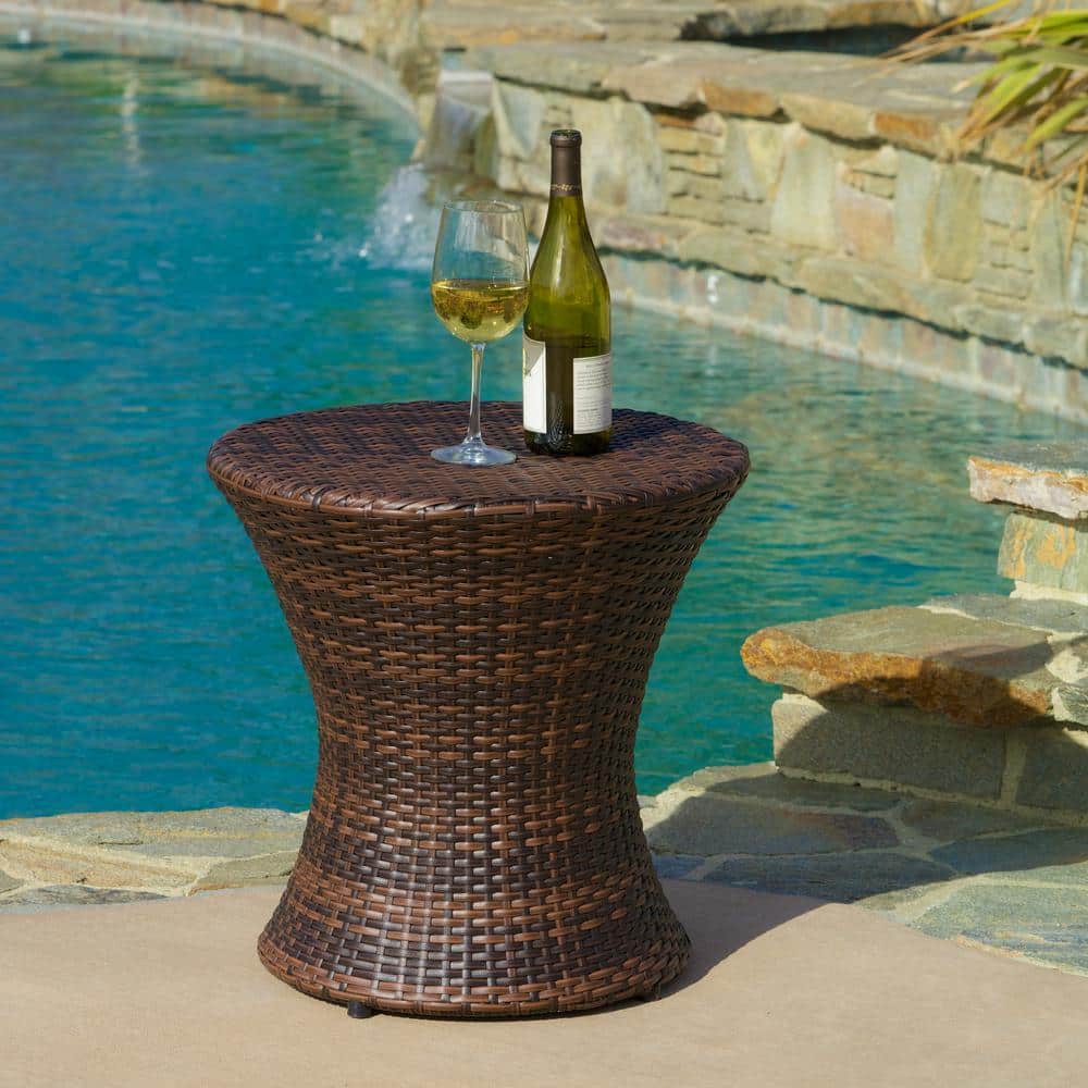 Teak and Wicker 3-Piece Beige Cushion Outdoor Seating Set