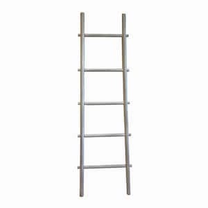 21 in. W x 72 in. H 5-Shelf Bamboo Ladder Towel Rack in White