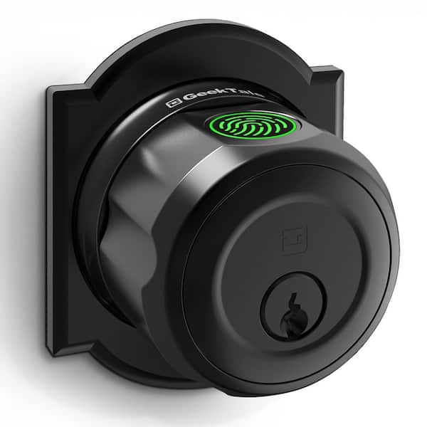 3-in-1 Aluminum Smart Lock Deadbolt Biometric & Key Access in Black, Shield