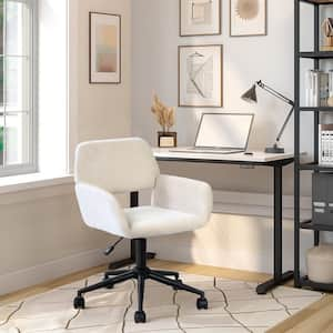 Ross Fabric Adjustable Height Seat with Upholstery and Mid-Back Support Office Chair in Ivory for Ergonomic, with Arm