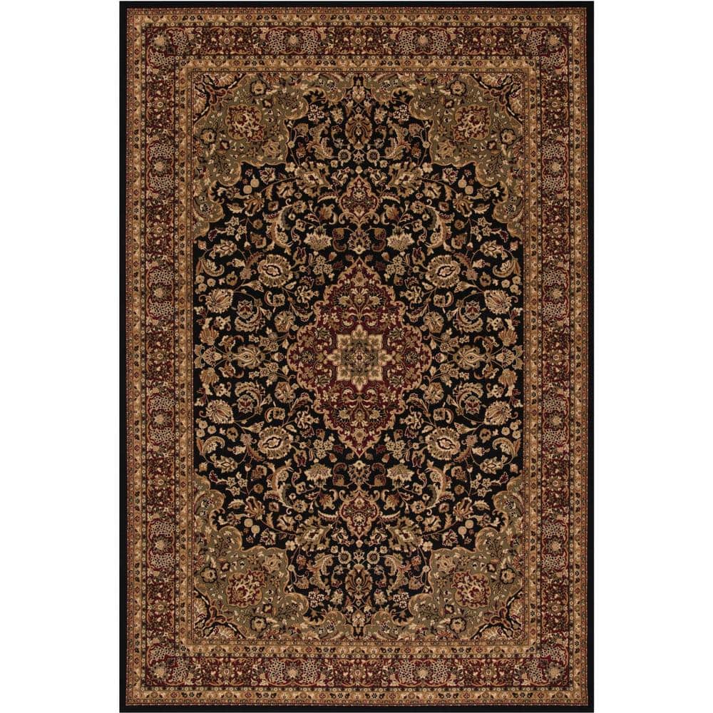 Elegant Medallion Black Synthetic 8' x 10' Area Rug