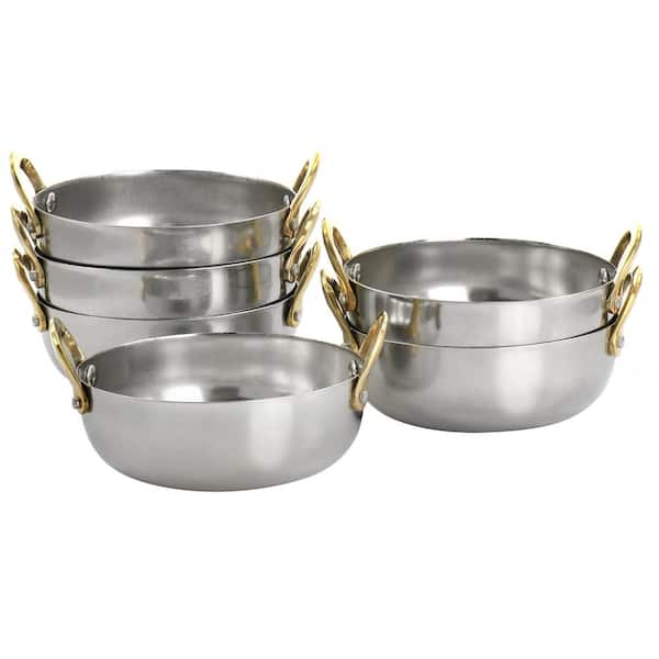 MARTHA STEWART 6-Piece 5.2 in. Mini Vintage Circular Au Gratin Pan Set with Brass Handle