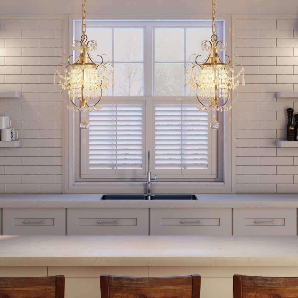 Emily Gold Crystal Chandelier with Polished Finish
