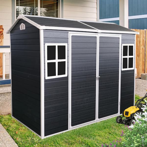 Coporesell 8 ft. x 4 ft. Resin Shed with Windows (32 sq. ft.)