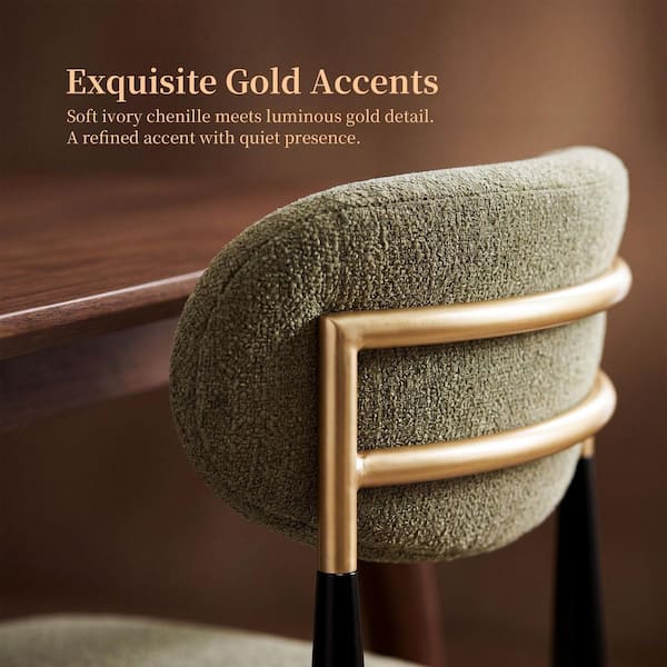 FARATI Modern Green Chenille Cushion Seat Dining Chair (Set of 2