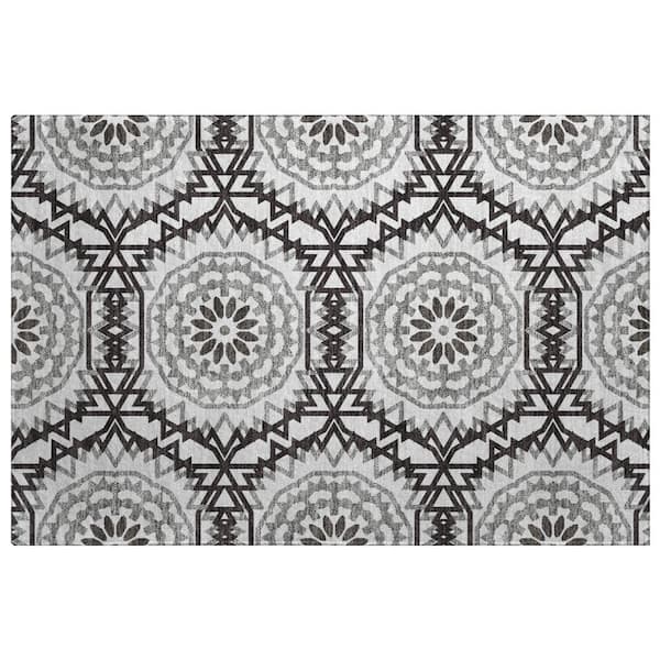 Dream Shag Premium Machine Washable Abstract ADS619 White 2 ft. x 3 ft. Accent Rug