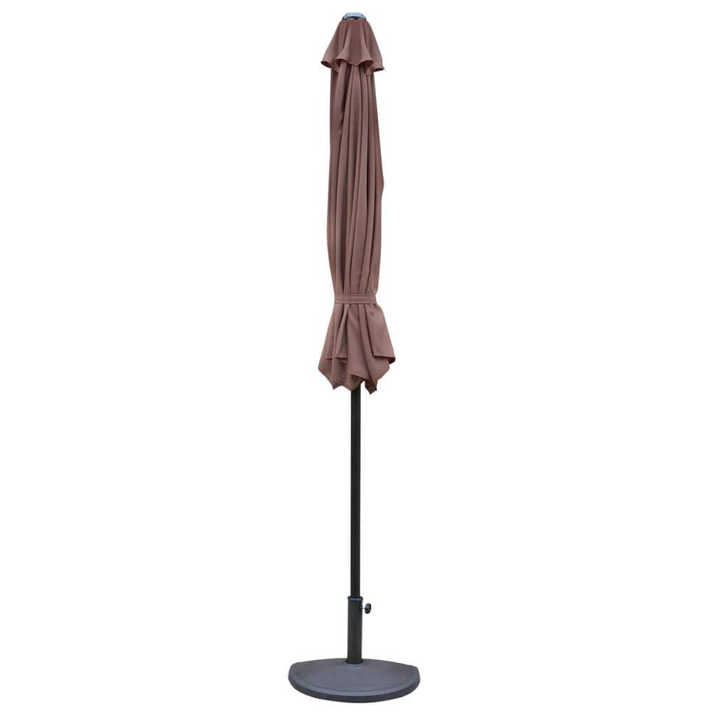 Lanai 9-ft Brown Polyester Half Patio Umbrella