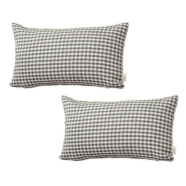 MIKE & Co. NEW YORK Boho-Chic Handcrafted Jacquard Blue 12 in. x 20 in. Lumbar Houndstooth Throw Pillow Cover Set of 2