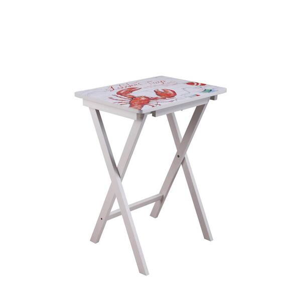 ORE International 19.5 in. White Wood Portable Folding Table