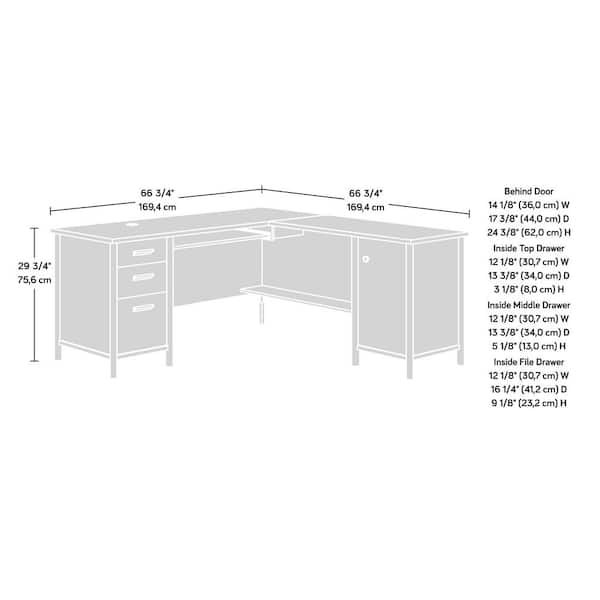 SAUDER Whitaker Point 66 in. L-Shape Natural Maple Computer Desk
