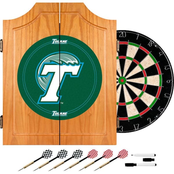 Trademark Tulane University Wood Finish Dart Cabinet Set