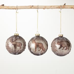4 in. Brown Bear Moose Fox Ornament (Set of 3)