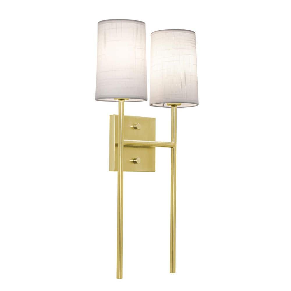 Rose 2-Light Satin Brass, White Wall Sconce with White Metal Shade price history on PriceWatchPro