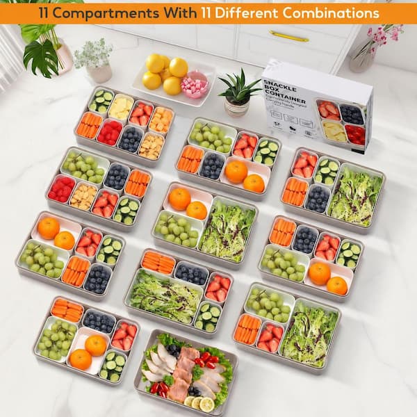 KHKFY Snackle Box 11-in-1 Divided Serving Tray with Stackable