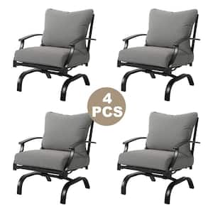 Metal Outdoor Rocking Chair with Gray Cushion (Set of 4)