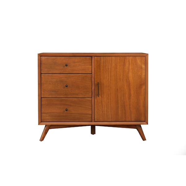 Alpine Furniture Flynn Acorn 32 in. H Storage Cabinet with Cabinet, Drawers, Solid Wood, Shelves